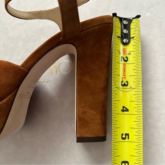 JIMMY CHOO Heloise 120 knotted suede platform sandals 37 NWT - Picture 8 of 13